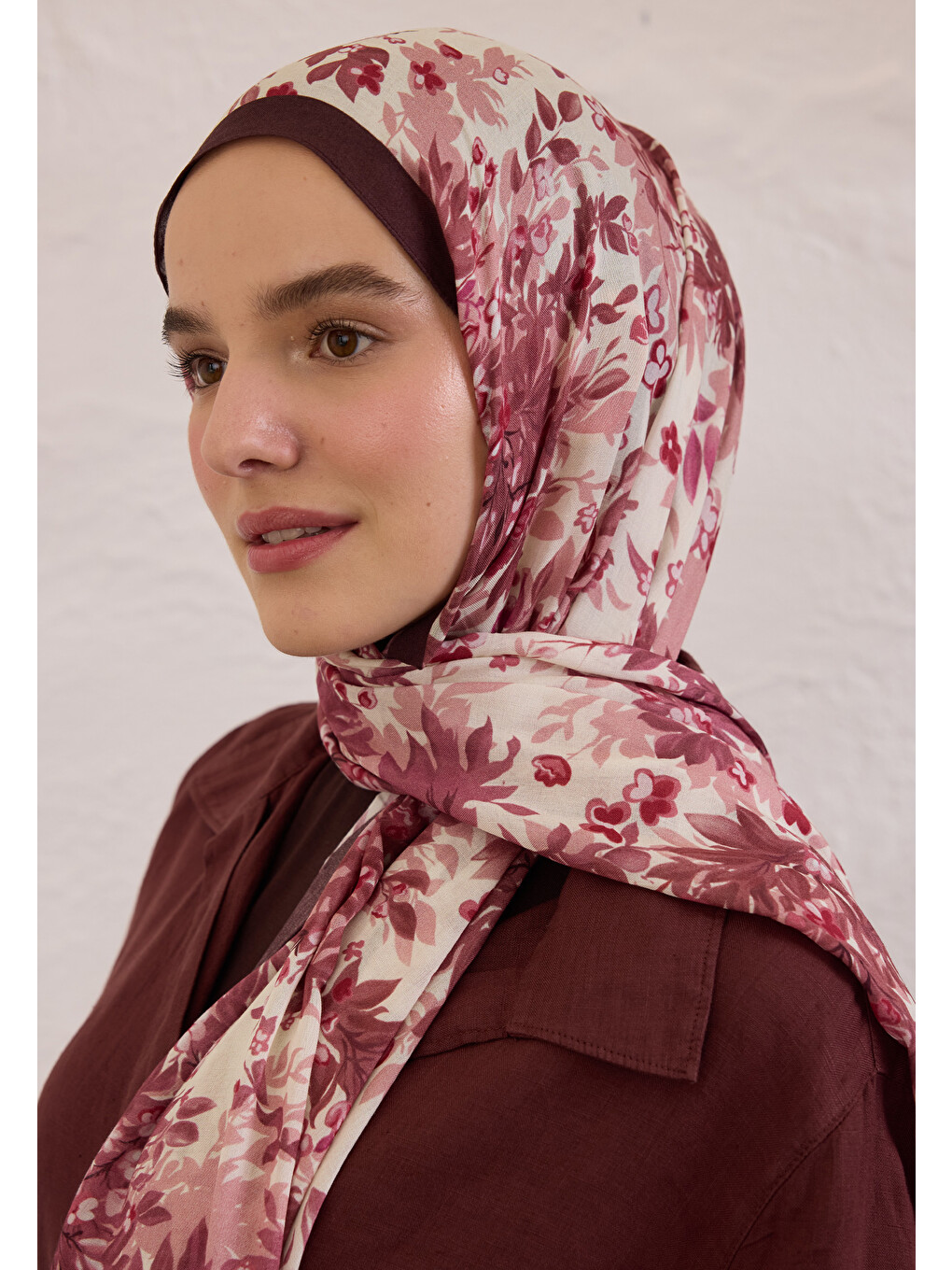 Pembe Emmett Desen Rami Şal Gül Kurusu-6