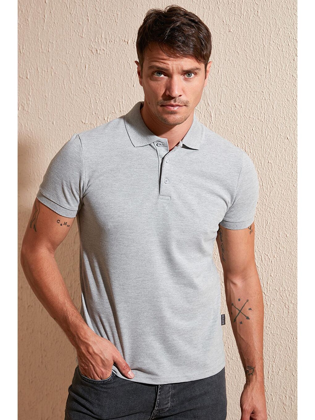 Buratti Gri % 100 Pamuk Düğmeli Regular Fit Polo T Shirt 5902127 - 1