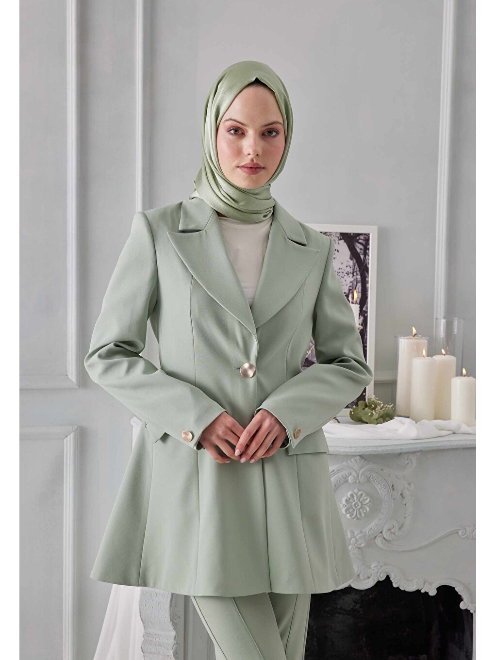 Yeşil Janjanlı Şal Mint