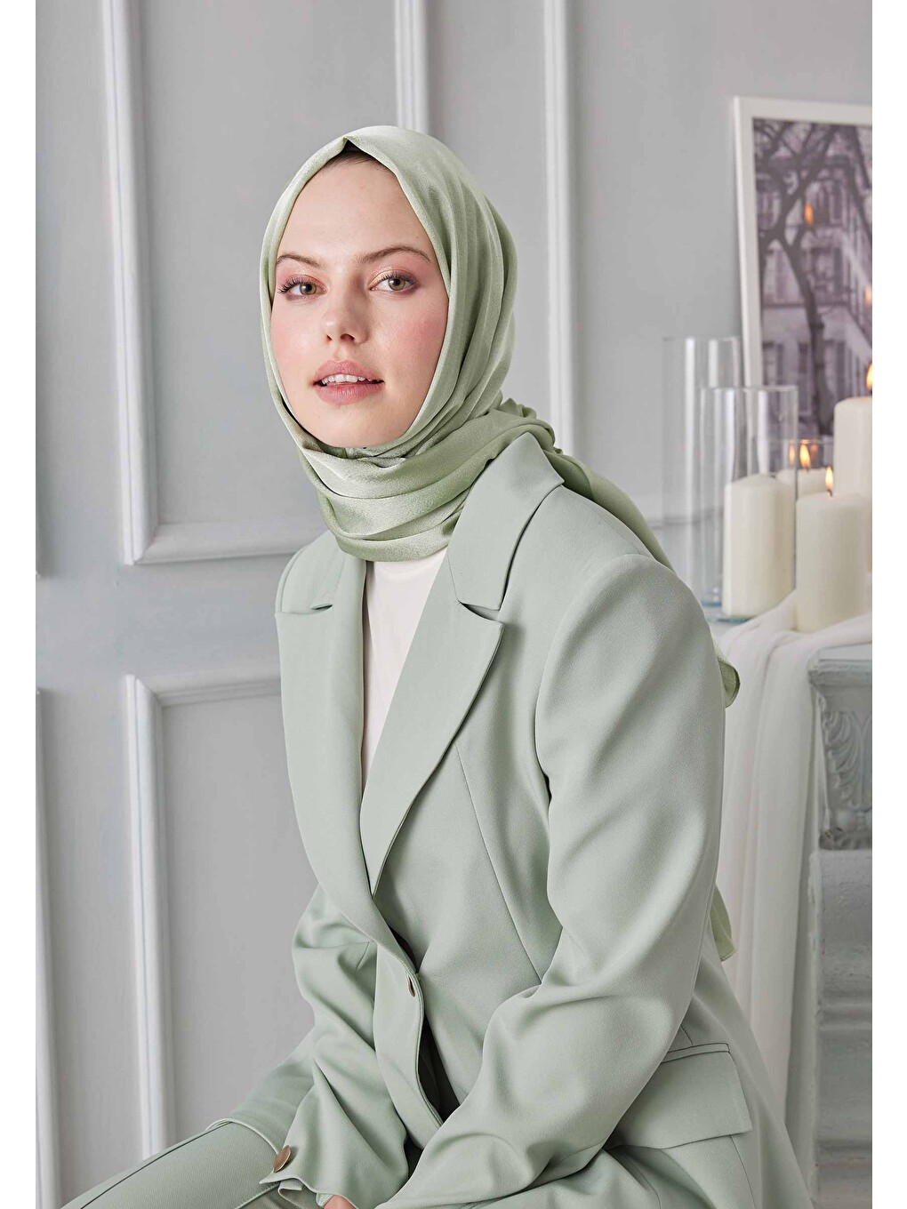 Yeşil Janjanlı Şal Mint-2