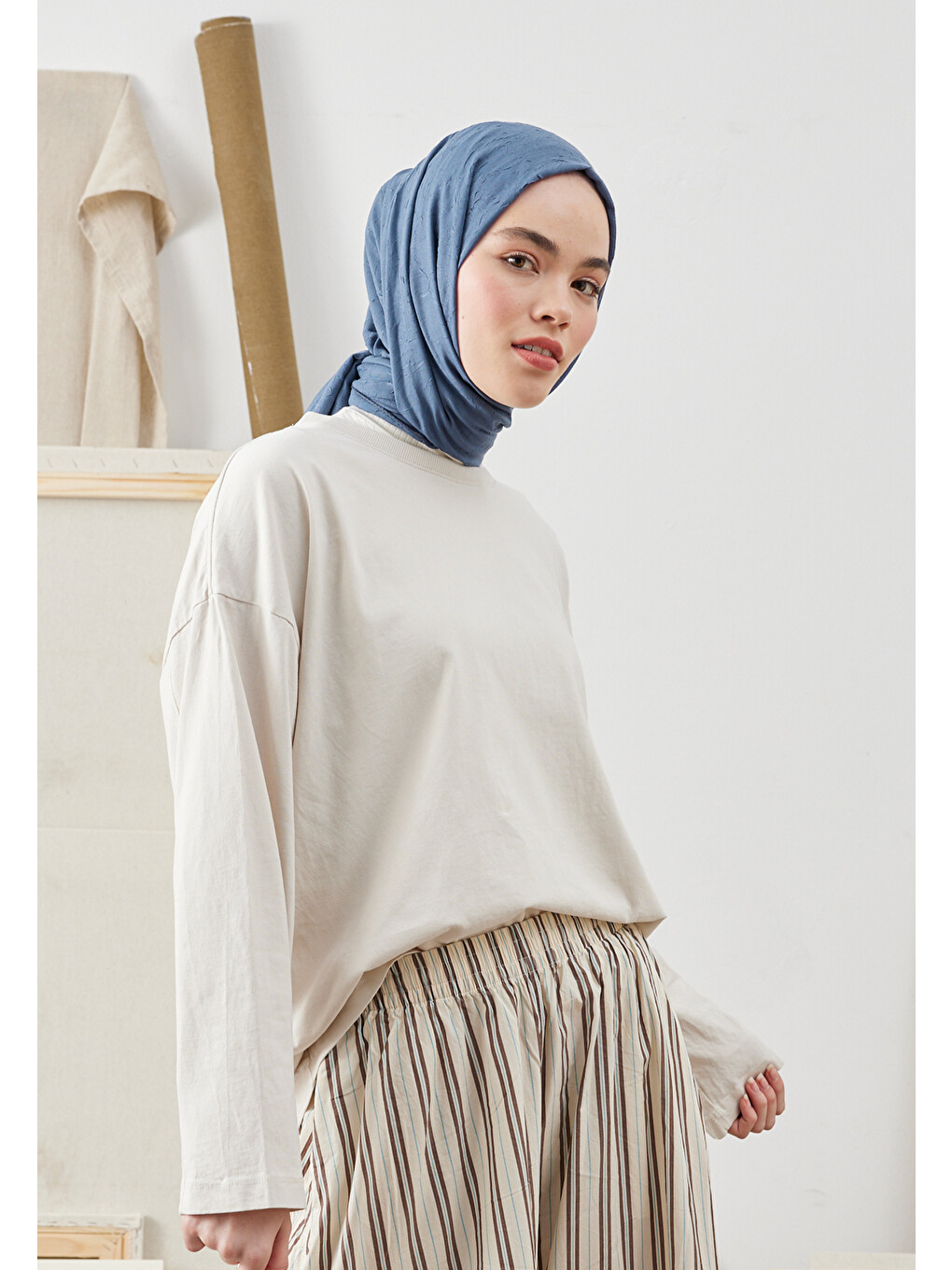 Bambu Şal Koyu Mavi-3