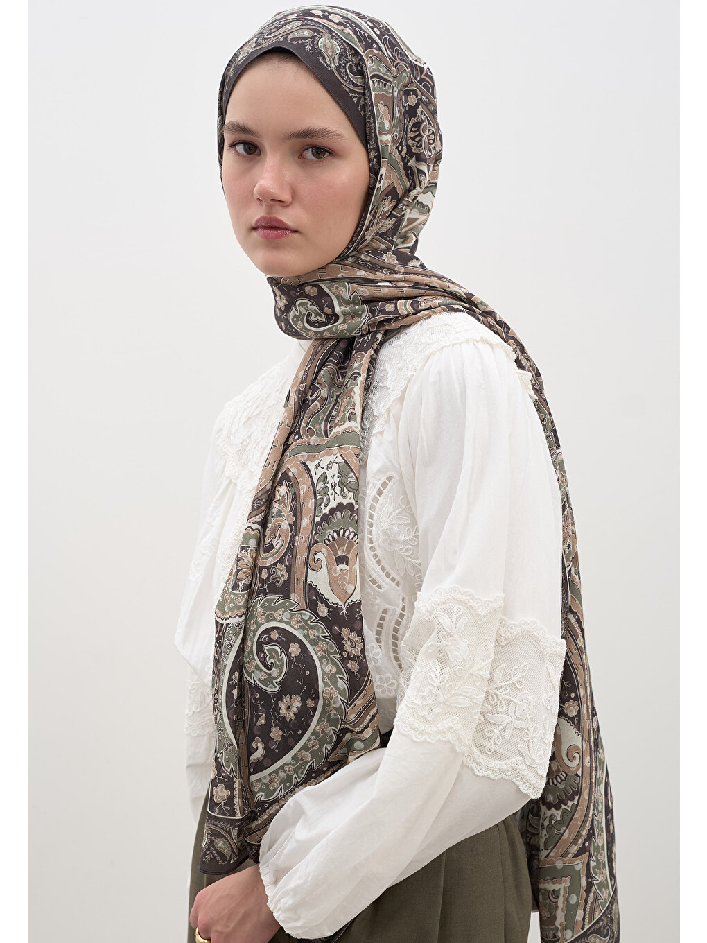 Kahverengi Panthea Desen Şal Kahve-2