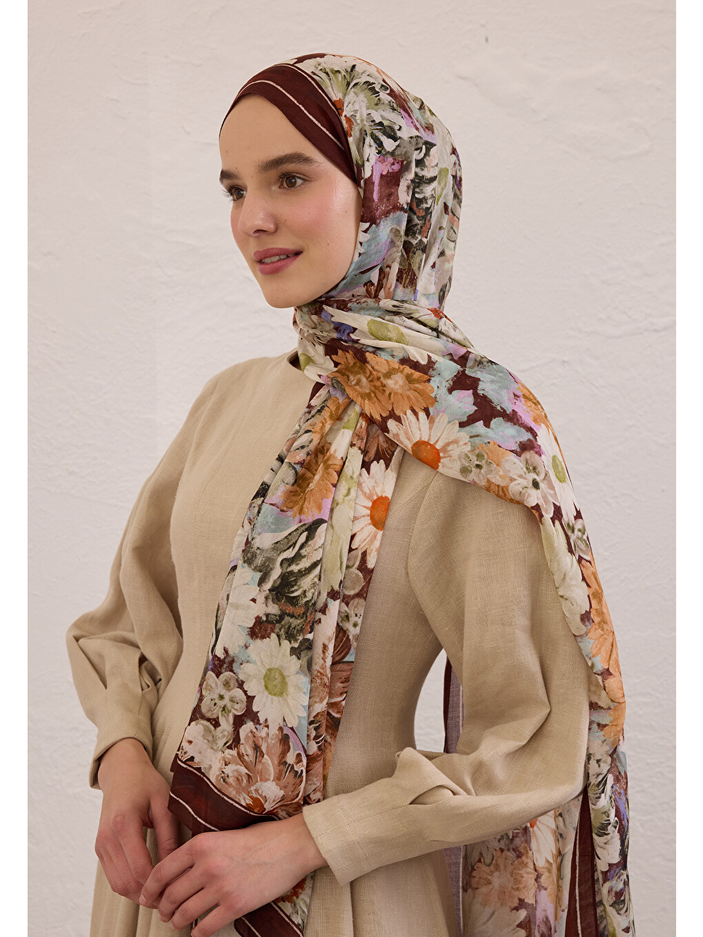 Jasmıne Joy Desen Rami Şal Bordo