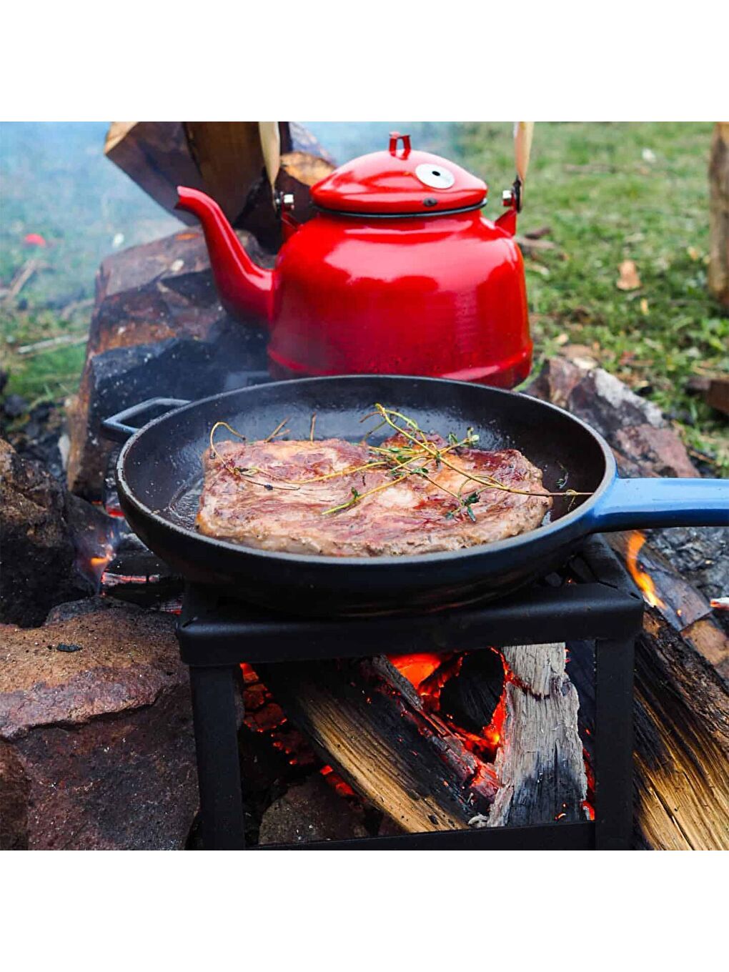 Mavi Yuvarlak Kızartma Tavası Döküm Demir Yekpare Saplı Çap(Ø)16cm.-2