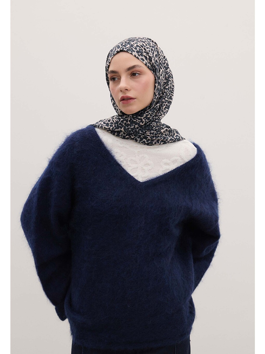Tıny Leopar Desen Şal Mavi-5