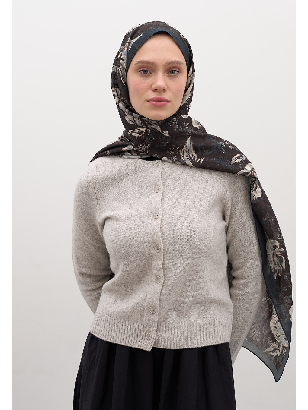 Kahverengi Felıcıe Desen Şal Acı Kahve-3