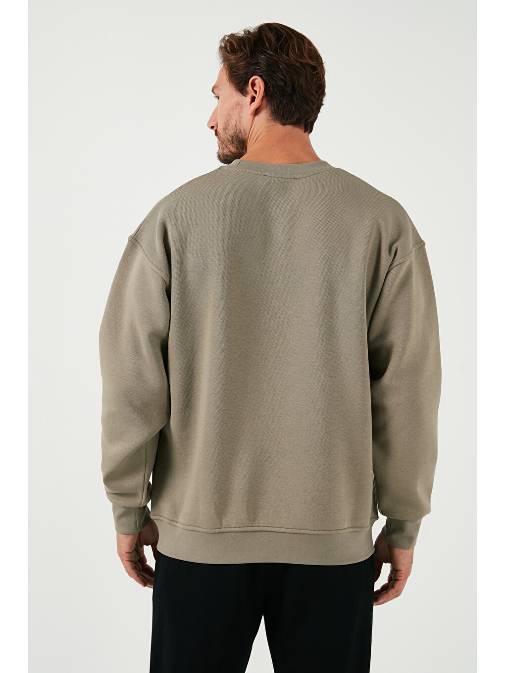 Bej Regular Fit Bisiklet Yaka Pamuklu İçi Tüylü Yumuşak Şardonlu Erkek Sweat 5905255-6