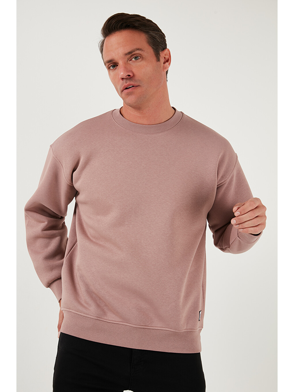Pembe Regular Fit Bisiklet Yaka Pamuklu İçi Tüylü Yumuşak Şardonlu Erkek Sweatshirt 5905255-5