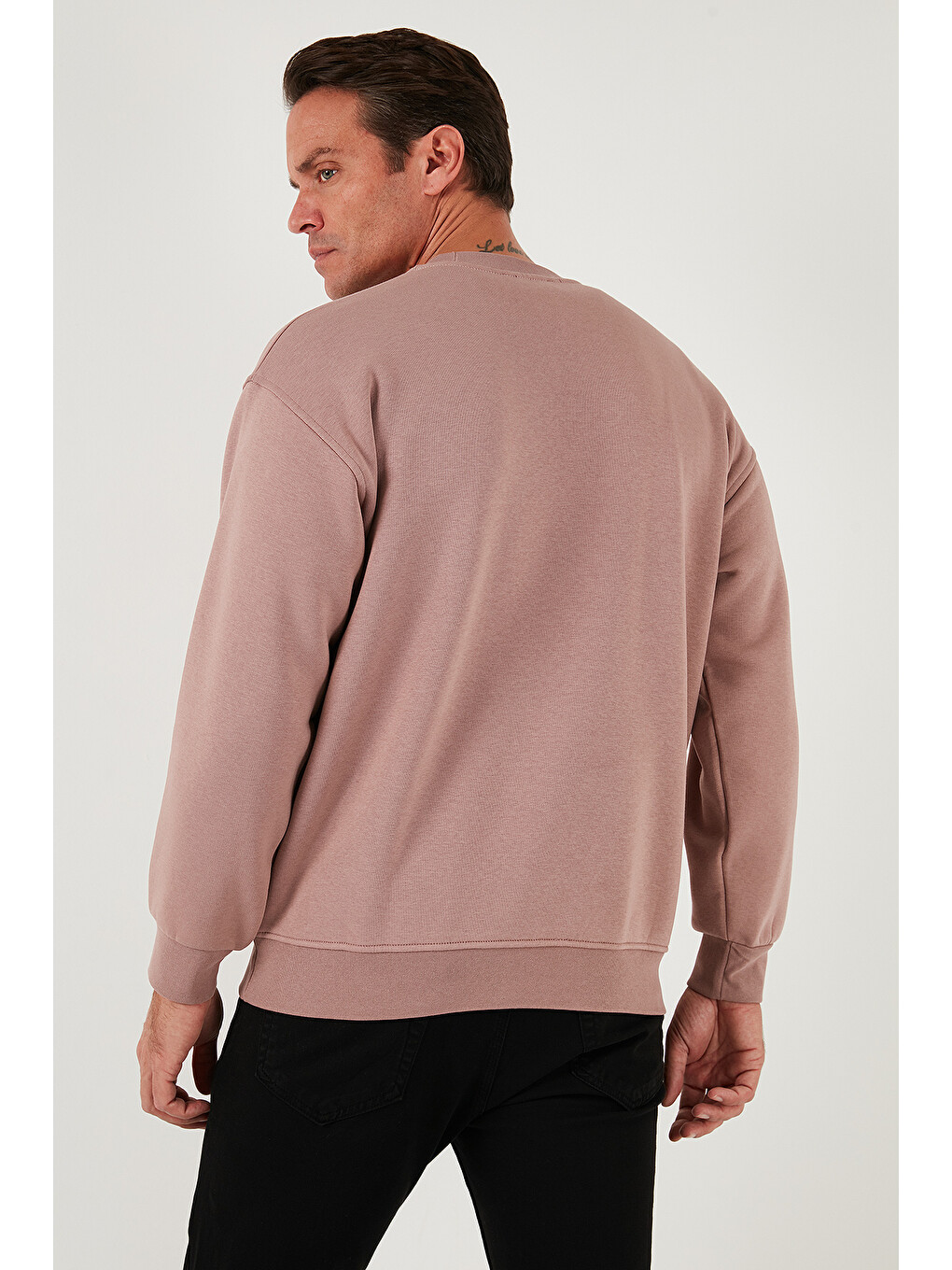 Pembe Regular Fit Bisiklet Yaka Pamuklu İçi Tüylü Yumuşak Şardonlu Erkek Sweatshirt 5905255-6