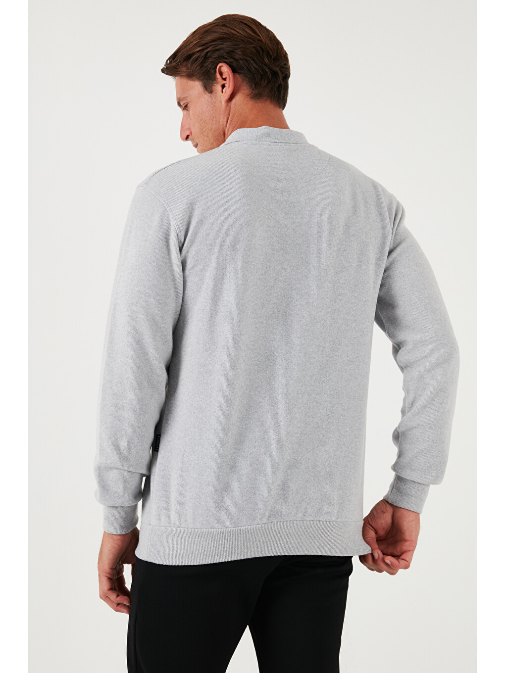 Gri Pamuk Karışımlı Regular Fit Polo Yaka Erkek Kazak 456223-5
