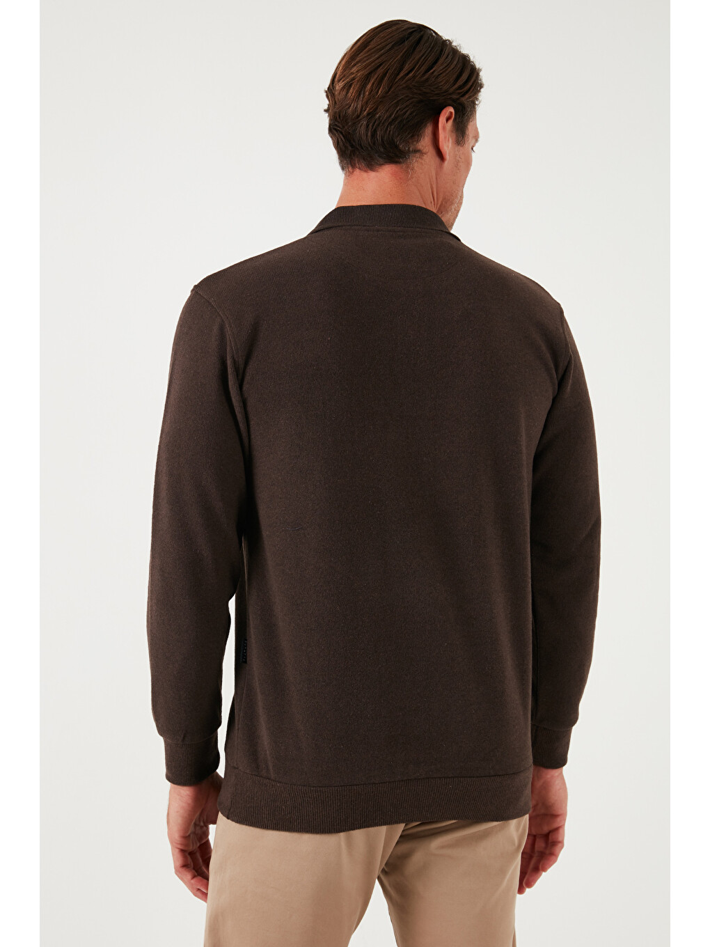 Kahverengi Pamuk Karışımlı Regular Fit Polo Yaka Erkek Kazak 456223-5