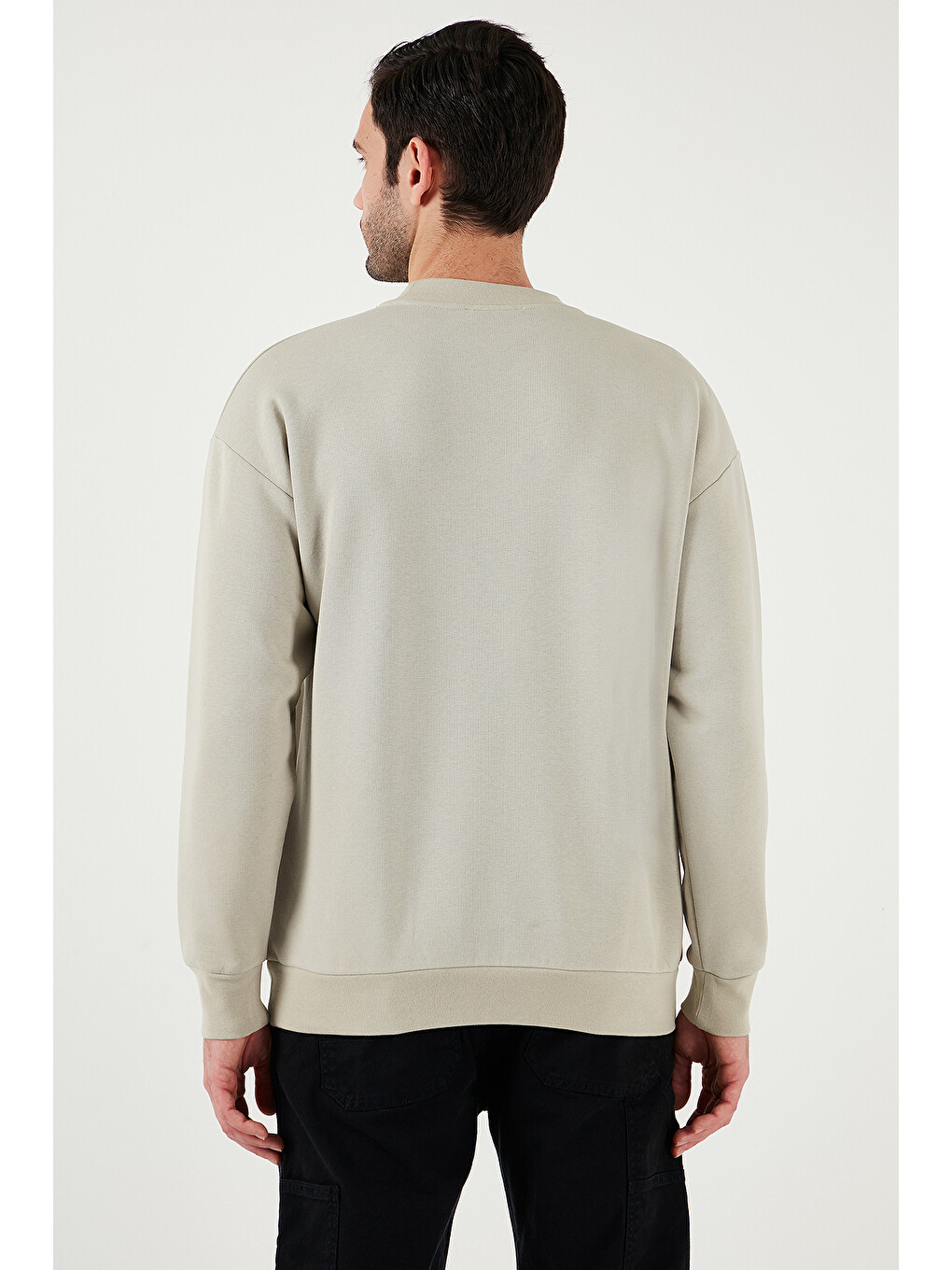 Ekru Regular Fit Bisiklet Yaka Pamuklu İçi Tüylü Yumuşak Şardonlu Erkek Sweat 5905255-6