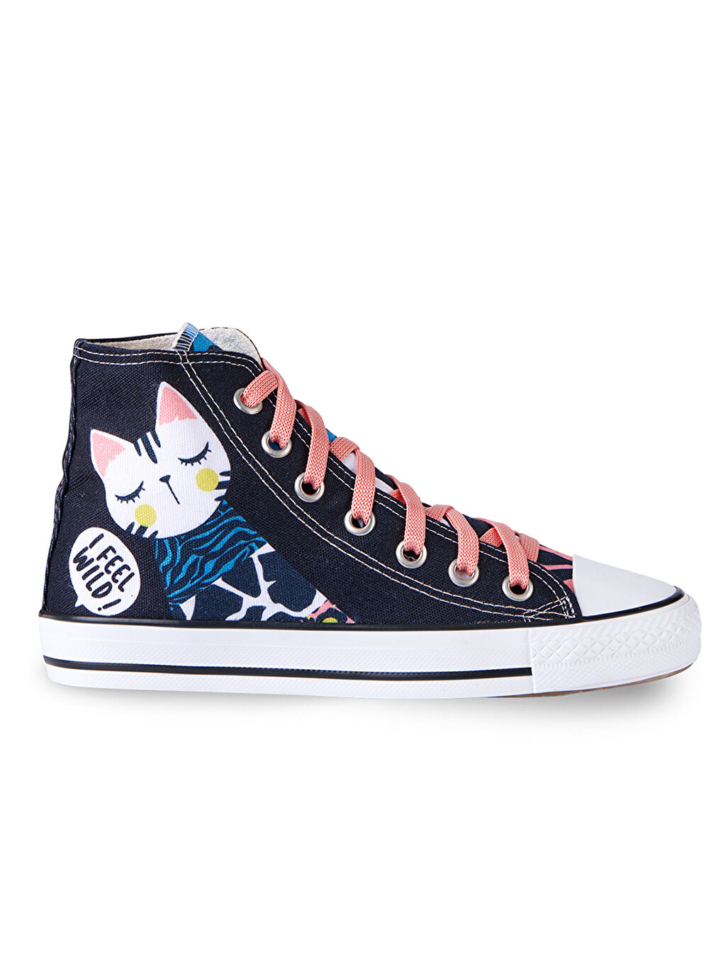 Siyah Orman Kedisi Kız Çocuk Sneakers Spor Ayakkabı-4