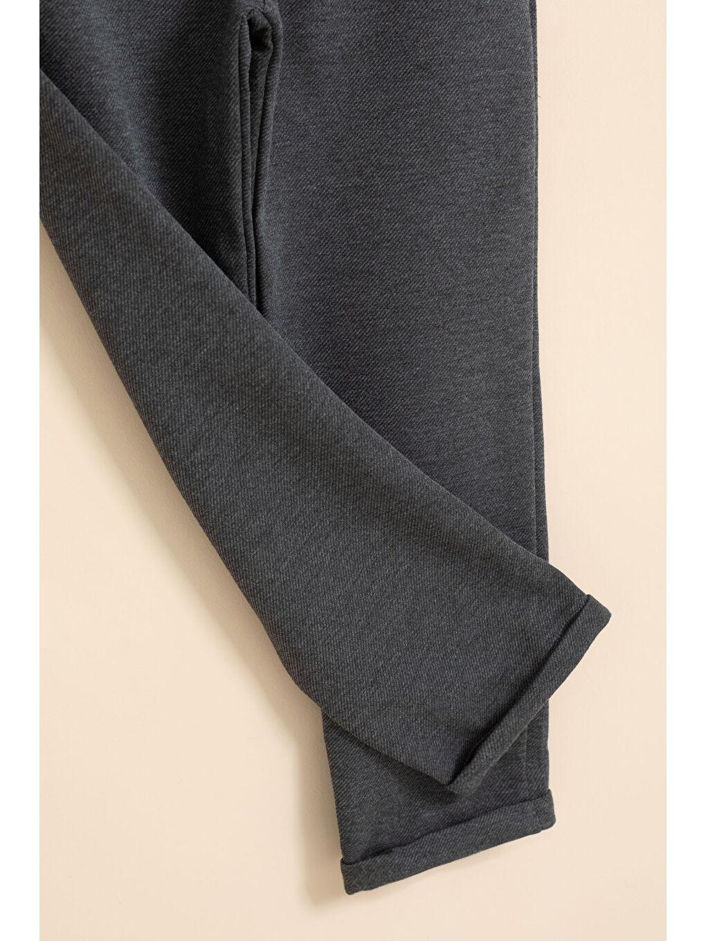 Gri Füme Erkek Çocuk Duble Paça Beli Lastikli Basic Kumaş Pantolon 21422-2