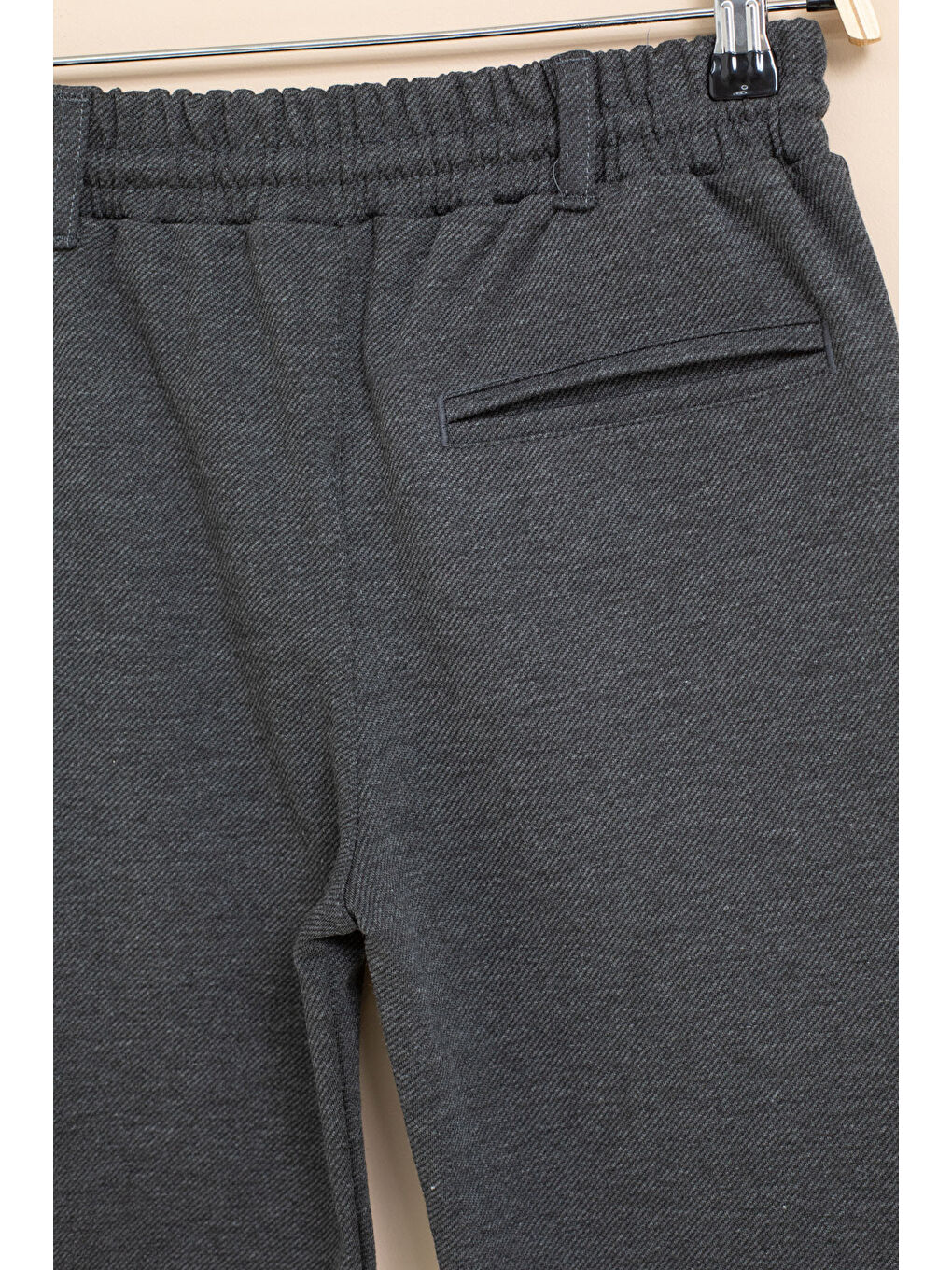 Gri Füme Erkek Çocuk Duble Paça Beli Lastikli Basic Kumaş Pantolon 21422-3