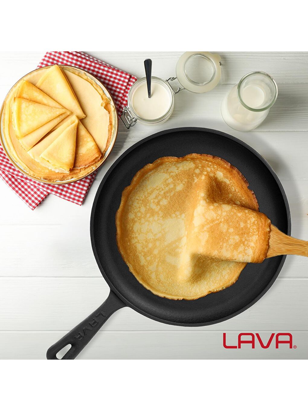 Siyah Yuvarlak Pizza Krep Pankek Tavası Döküm Demir Yekpare Saplı Çap(Ø)26cm.-6