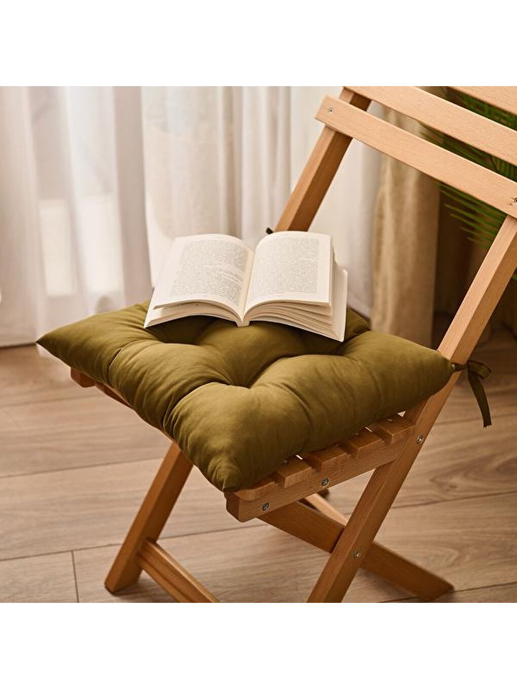 Soft Carre Sandalye Minderi - Haki - 40x40 cm