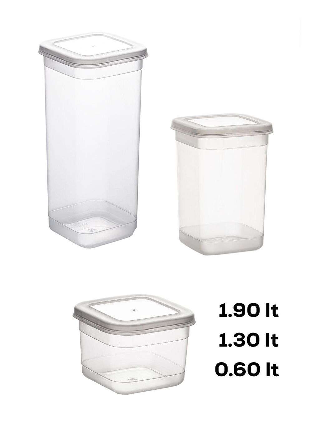 Beyaz 433-3 9 lu Kare Etiketli Gıda Erzak Baharat Saklama Kabı Seti 3x(0.60+1.30+1.90) Lt Şeffaf-2
