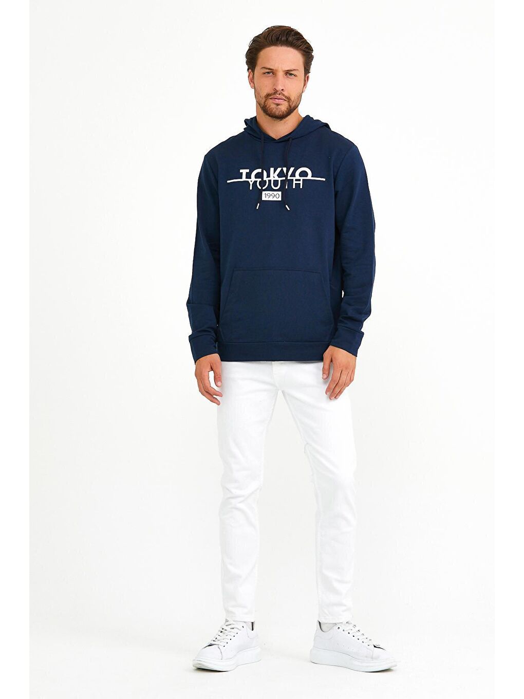 Süperlife Lacivert Erkek Kapüşonlu Regular Fit Tokyo Baskılı İnce Sweatshirt SPR22SW164 - 2