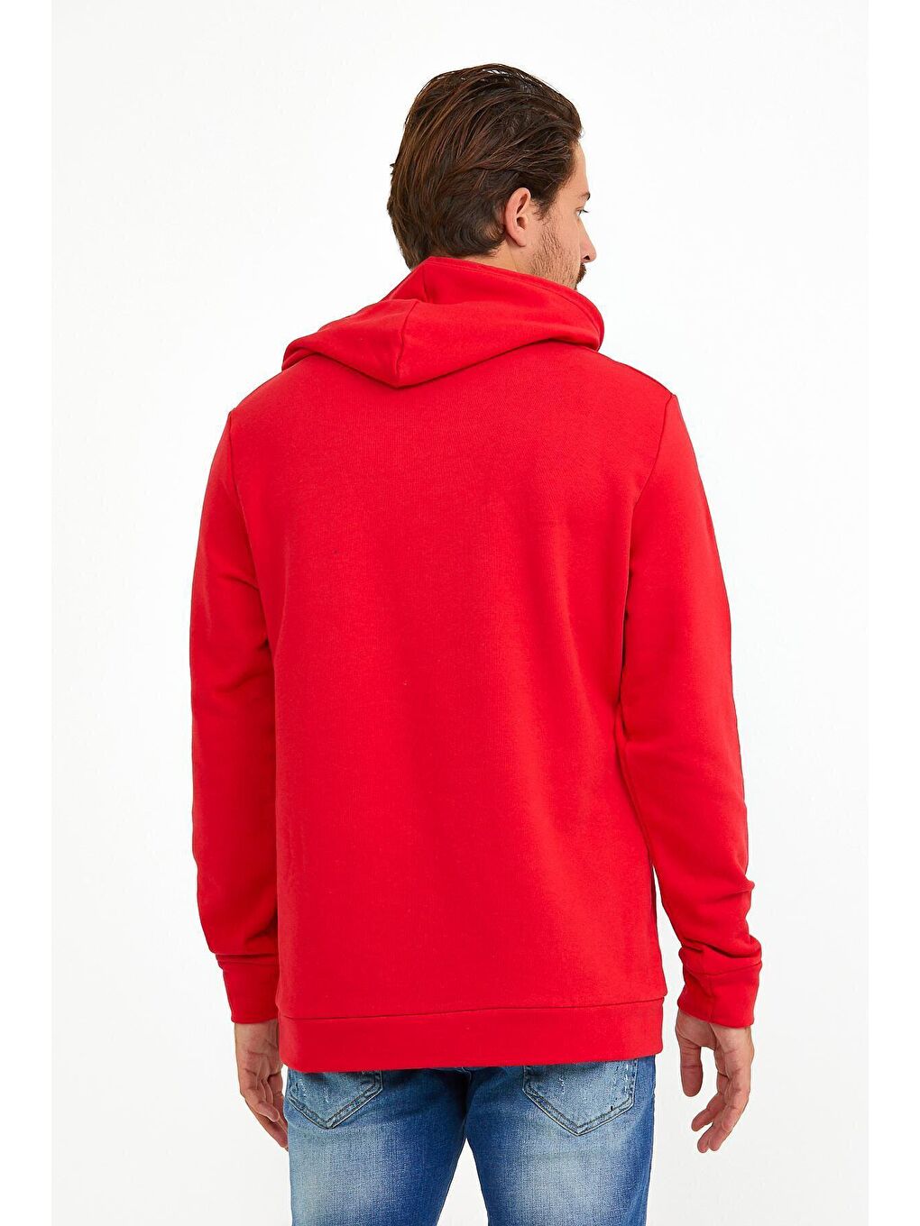 Kırmızı Erkek Kapüşonlu Regular Fit Tokyo Baskılı İnce Hoodie SPR22SW164-4