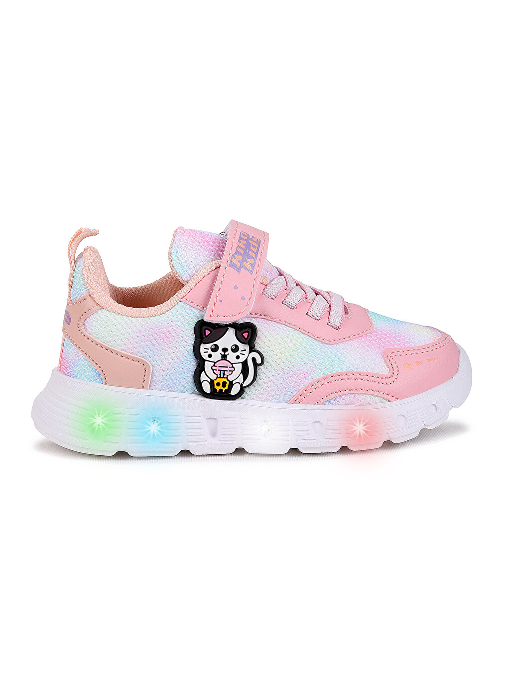 Pembe Nebula Işıklı Cırtlı Kız Çocuk Spor Ayakkabı-3