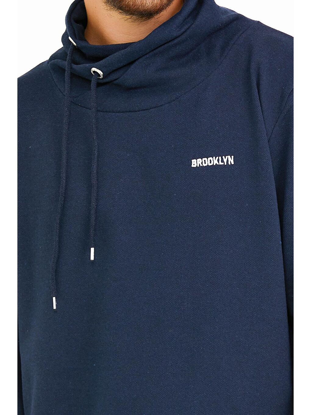 Lacivert Erkek Şal Yaka Regular Fit Brooklyn Baskılı İnce Sweatshirt SPR22SW143-2