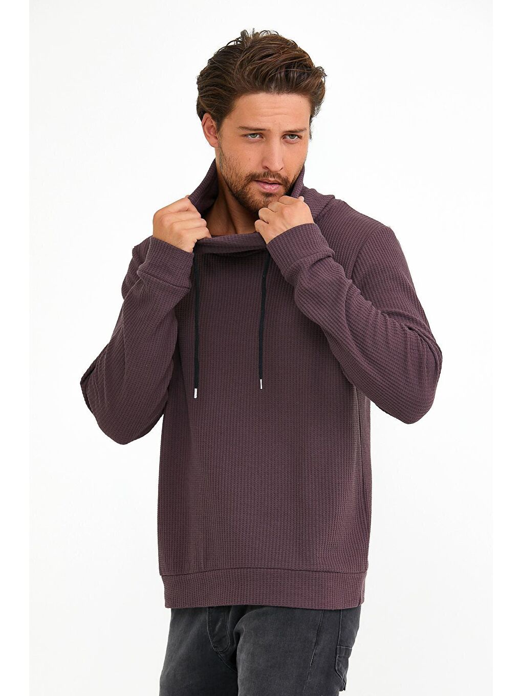 Bordo Erkek Regular Fit Brooklyn İnce Sweatshirt SPR22SW142-3