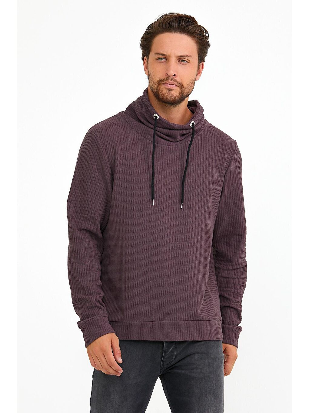 Bordo Erkek Regular Fit Brooklyn İnce Sweatshirt SPR22SW142-4