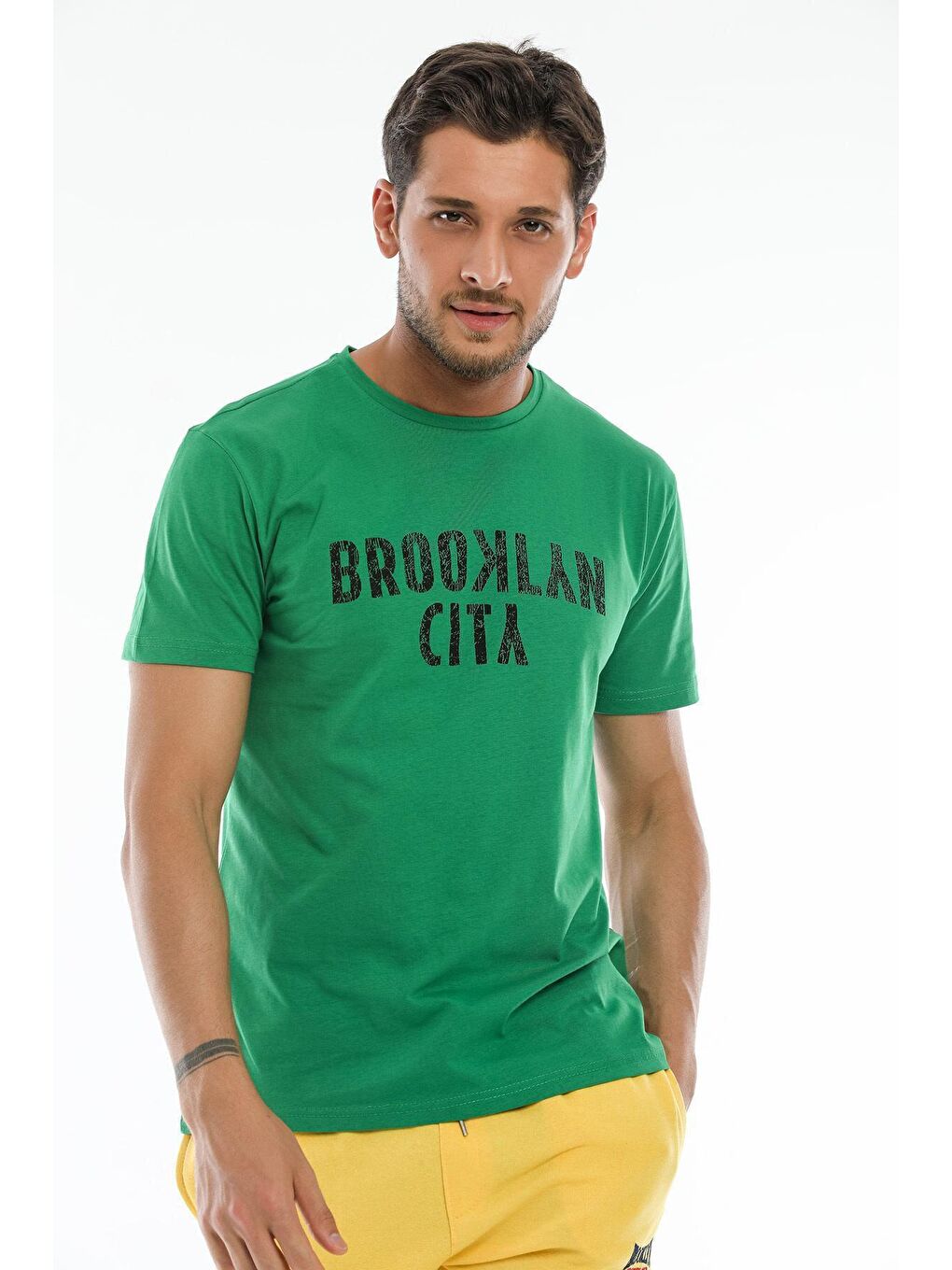 Sarı Regular Fit Nakışlı Brooklyn Erkek Şort SPR21Y57-1