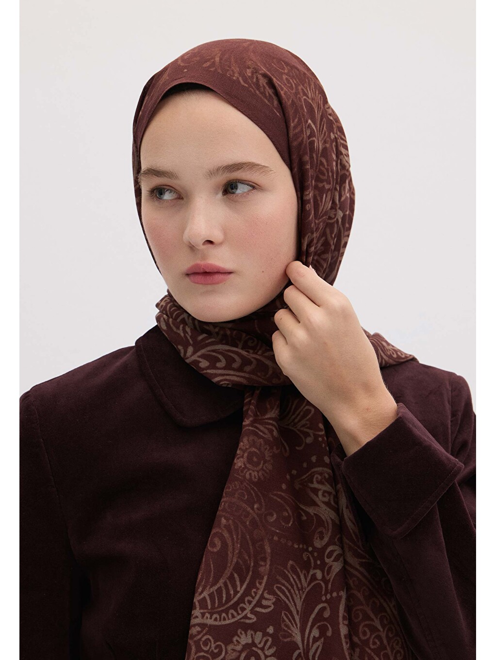 Freesıa Desen Şal Bordo-1