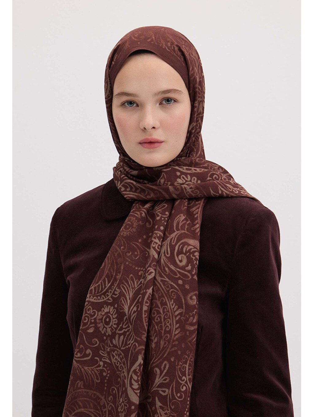 Freesıa Desen Şal Bordo-2