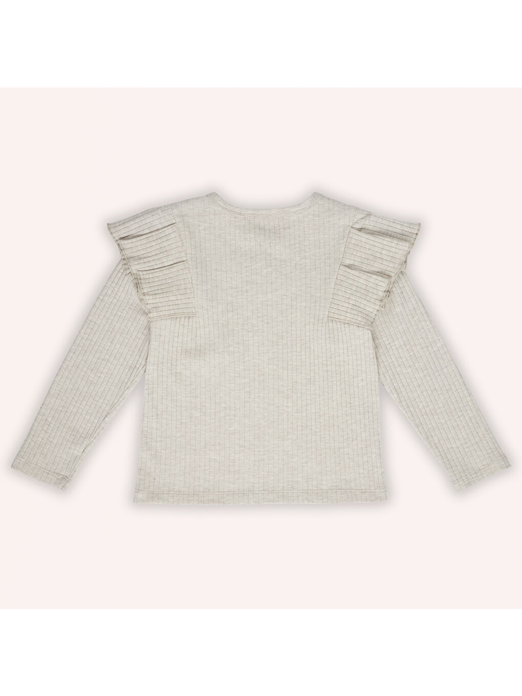 Bej Kız Çocuk Kolları Fırfır Detaylı Tişört-2