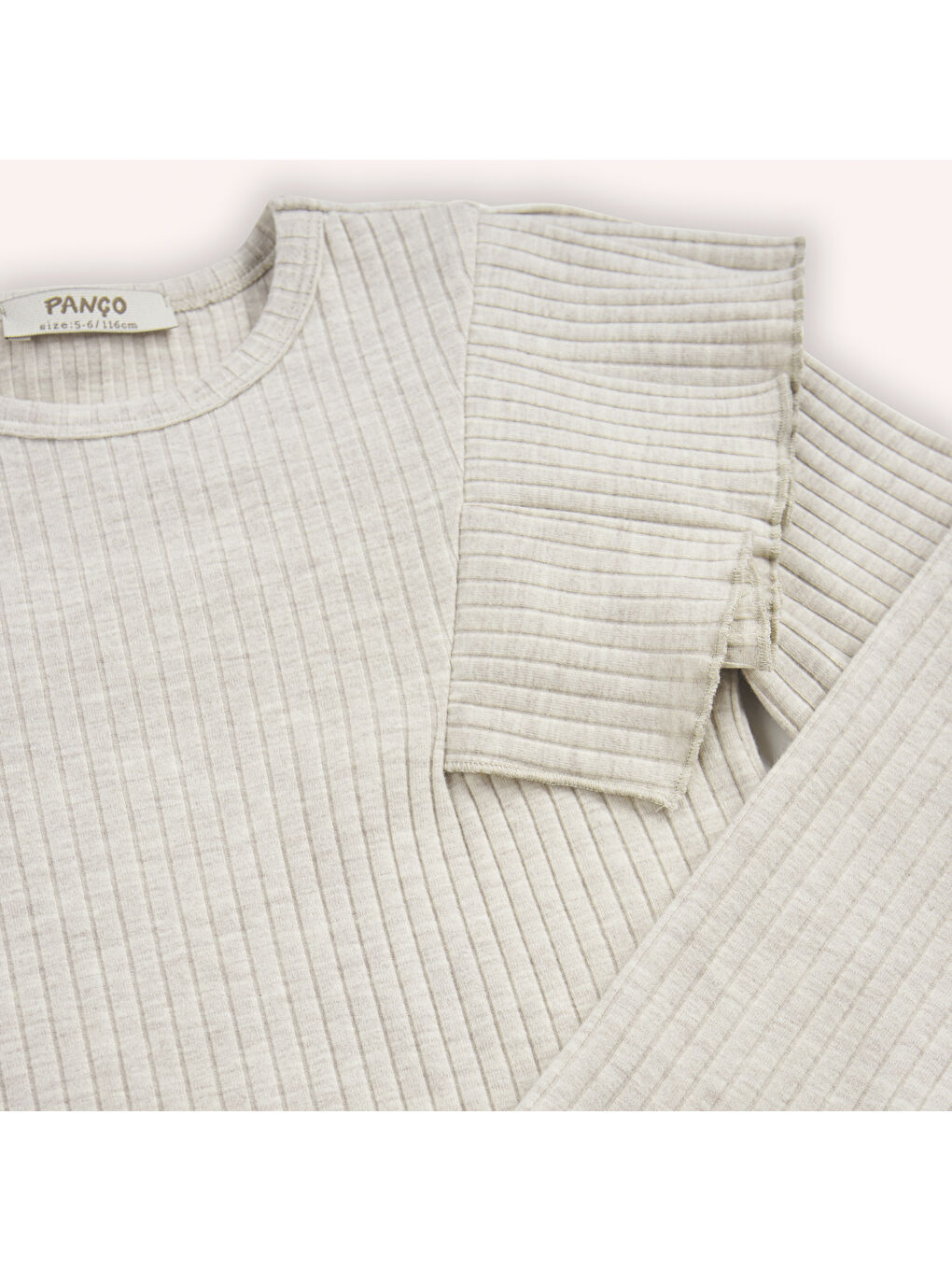 Bej Kız Çocuk Kolları Fırfır Detaylı Tişört-4