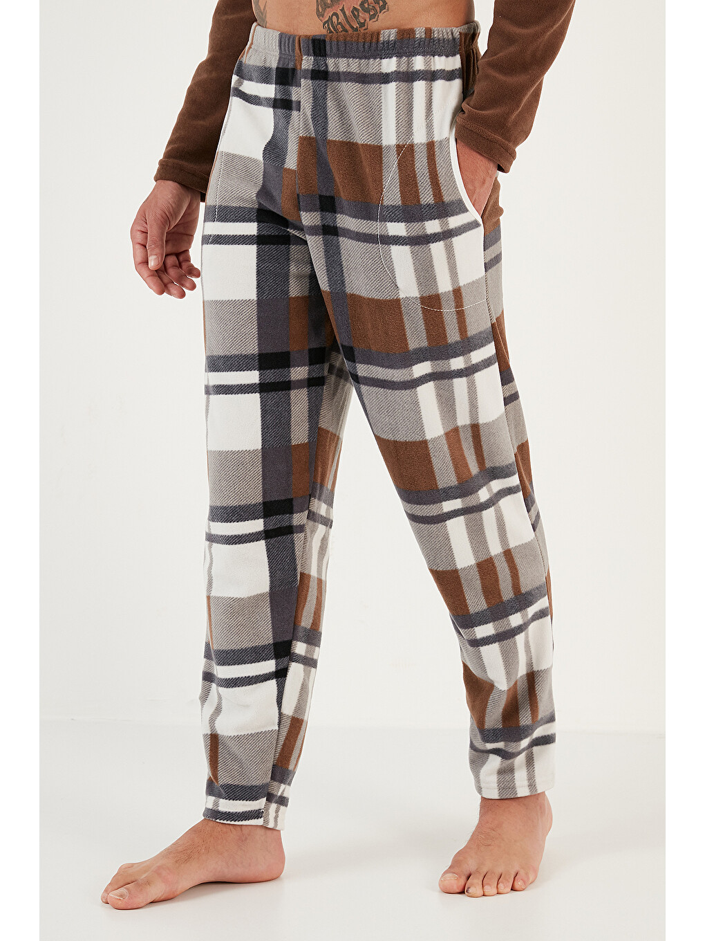 Sarı Regular Fit Bisiklet Yaka Kışlık Yumuşak Dokulu Polar Pijama Takımı 6096100-3