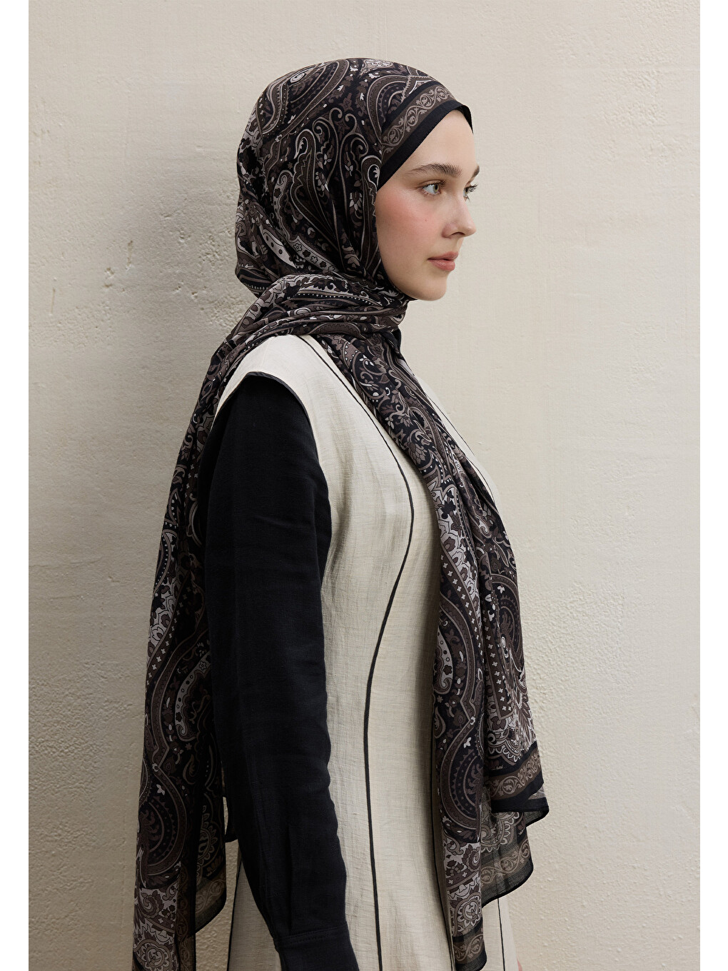 Zaıra Desen Şal Siyah-3