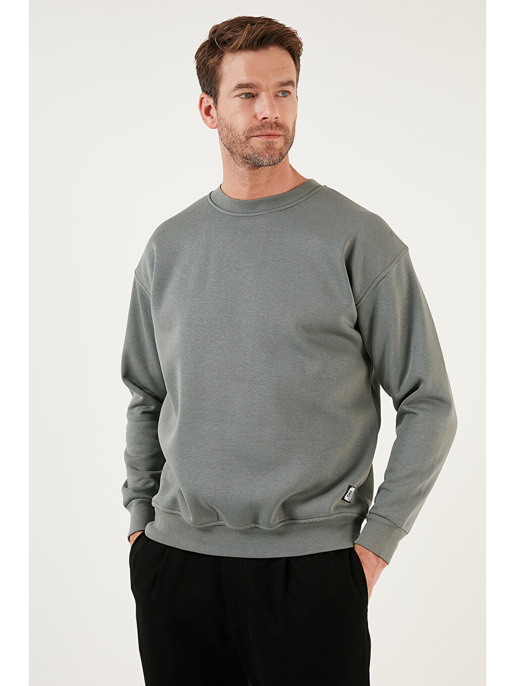 Haki Regular Fit Bisiklet Yaka Pamuklu İçi Tüylü Yumuşak Şardonlu Sweat 5905255-2