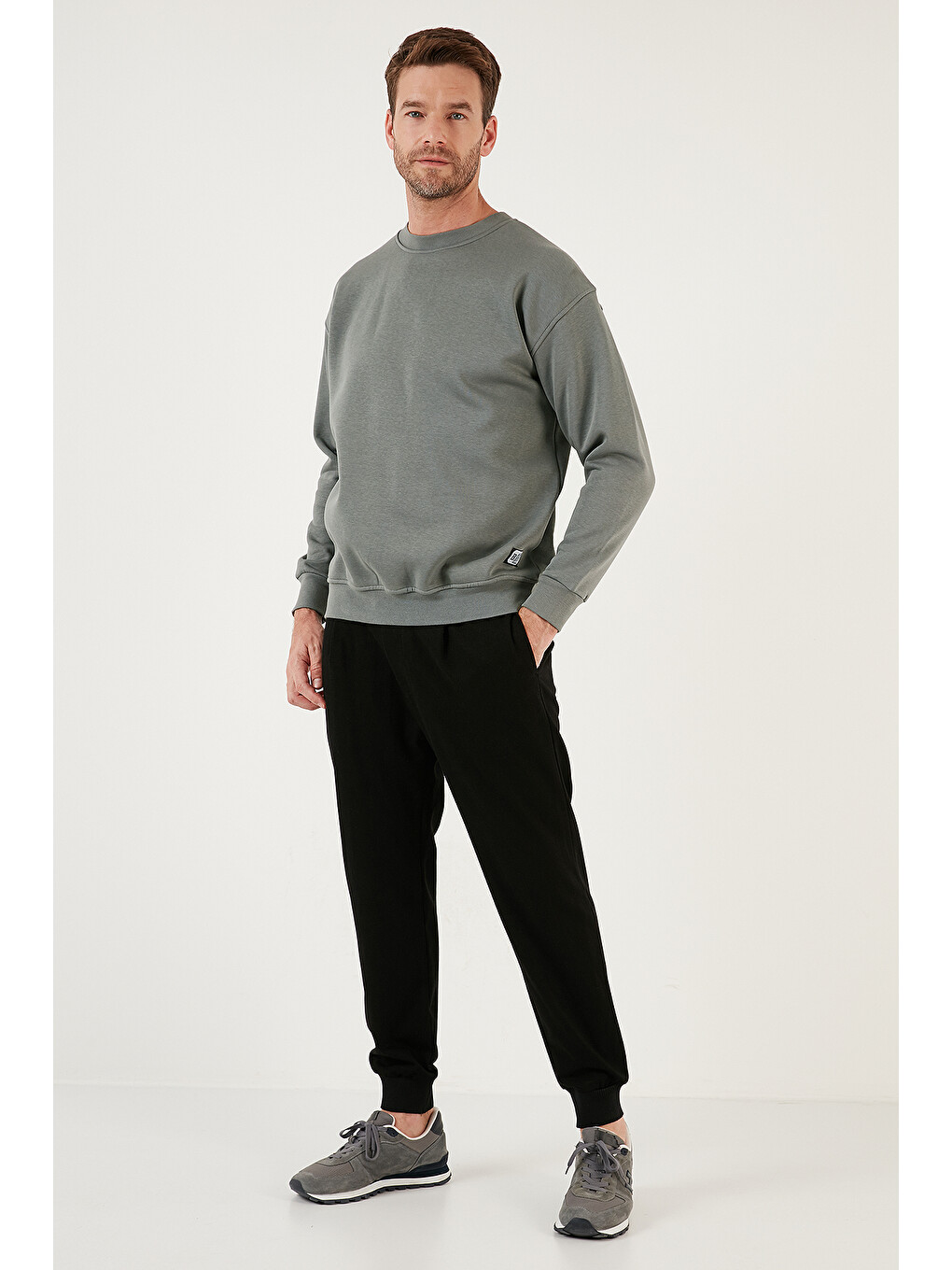 Haki Regular Fit Bisiklet Yaka Pamuklu İçi Tüylü Yumuşak Şardonlu Sweat 5905255-3