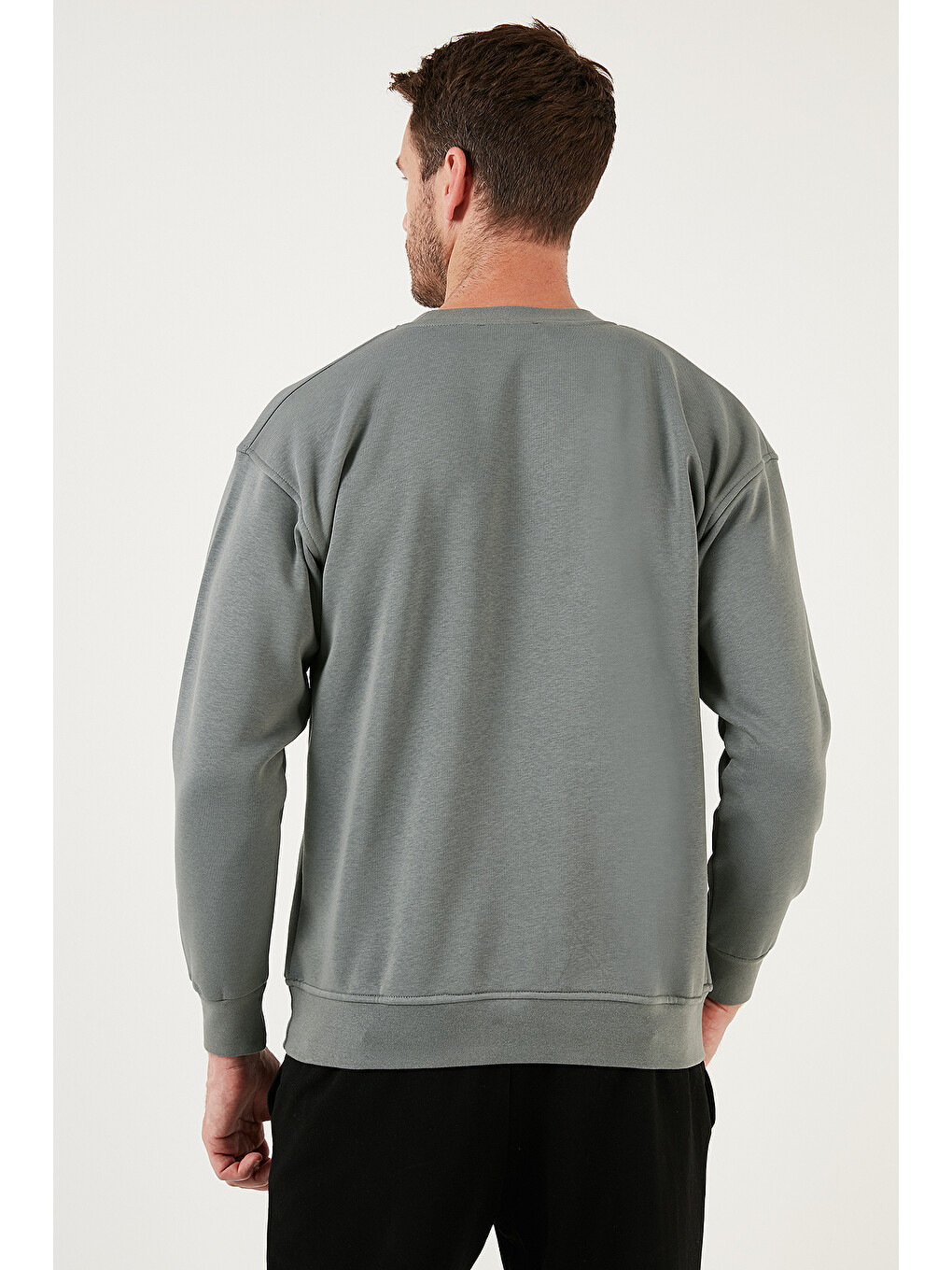 Haki Regular Fit Bisiklet Yaka Pamuklu İçi Tüylü Yumuşak Şardonlu Sweat 5905255-4