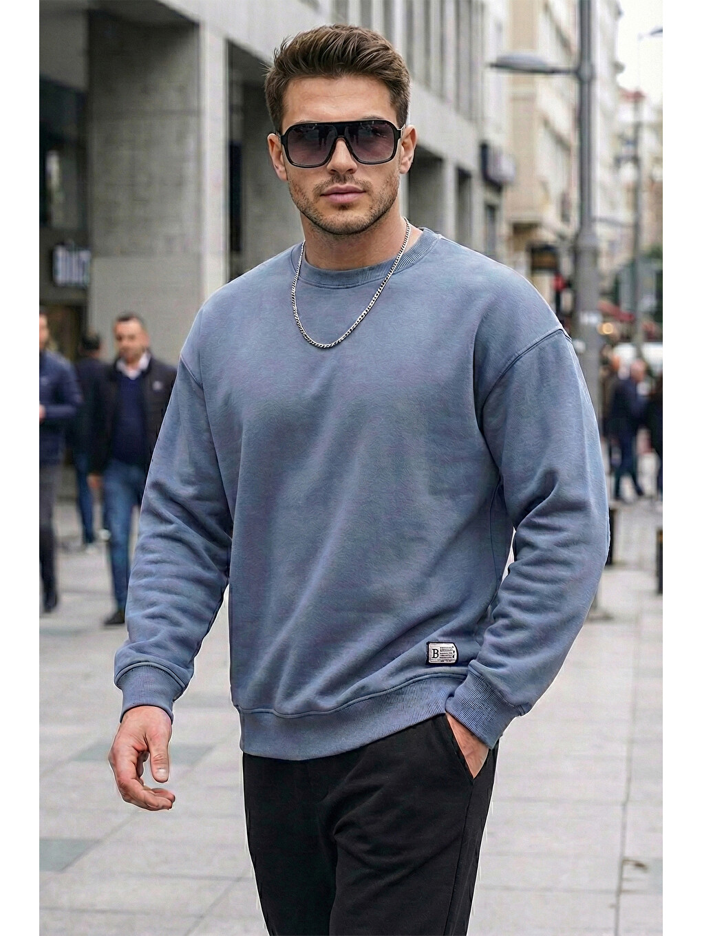 Gri Regular Fit Bisiklet Yaka Pamuklu İçi Tüylü Yumuşak Şardonlu Sweat 5905255