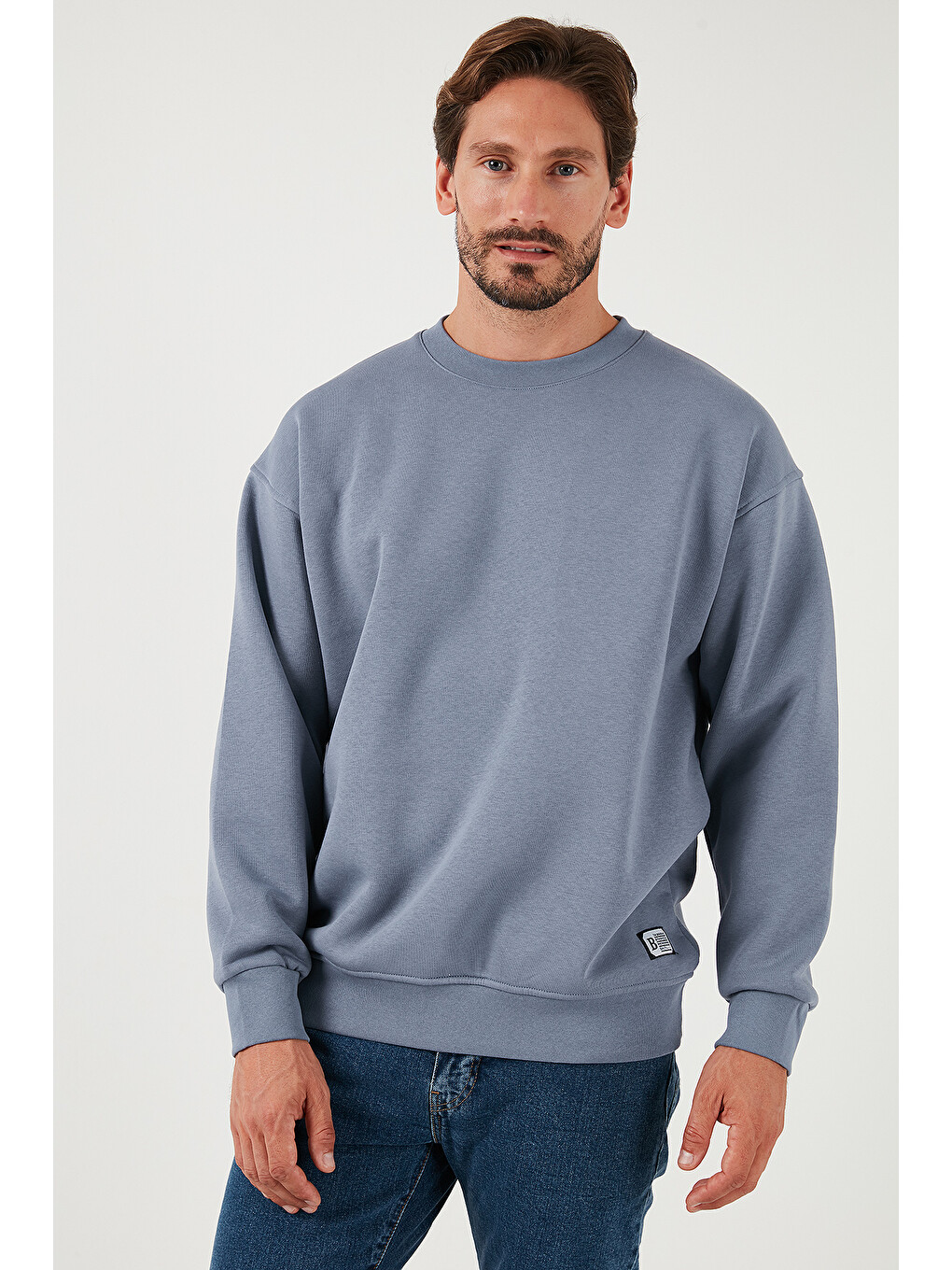 Gri Regular Fit Bisiklet Yaka Pamuklu İçi Tüylü Yumuşak Şardonlu Sweat 5905255-4