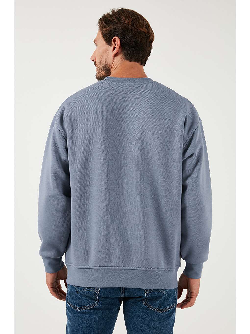 Gri Regular Fit Bisiklet Yaka Pamuklu İçi Tüylü Yumuşak Şardonlu Sweat 5905255-5