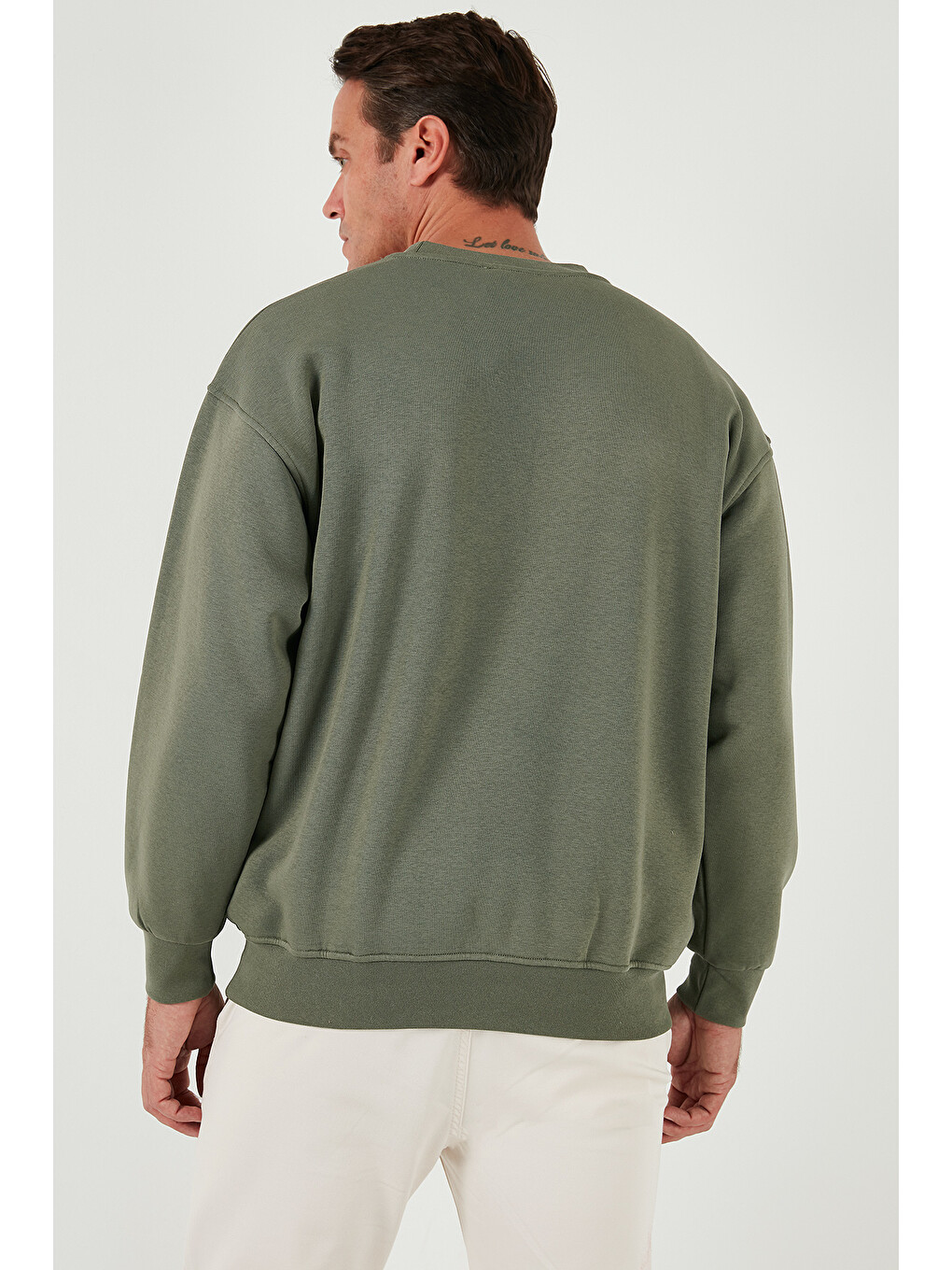 Haki Regular Fit Bisiklet Yaka Pamuklu İçi Tüylü Yumuşak Şardonlu Sweat 5905255-6