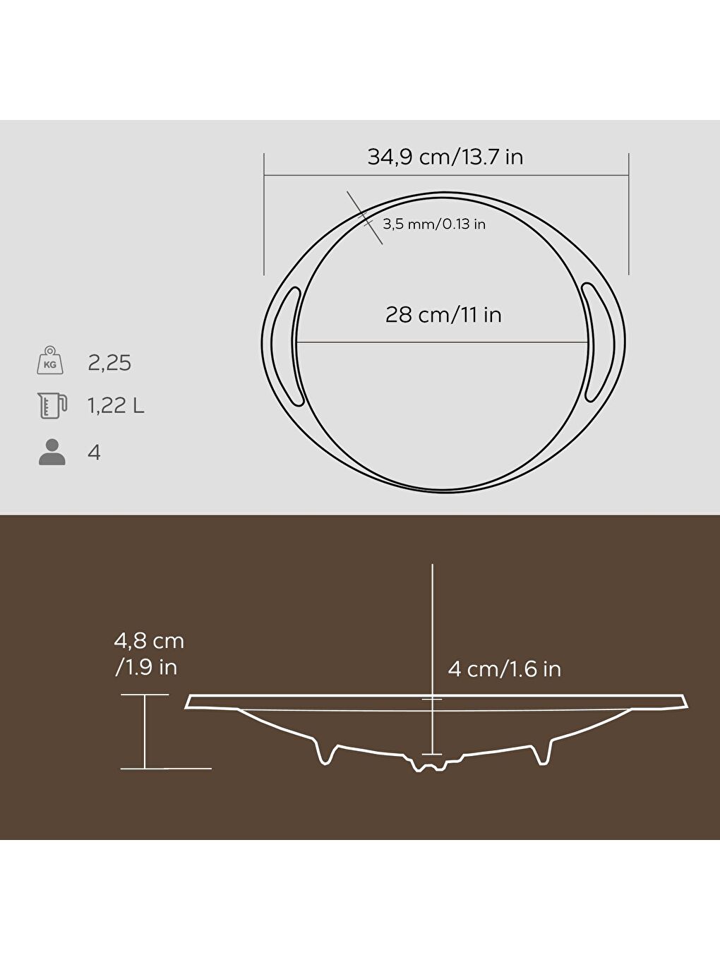 Siyah Yuvarlak Saç Kavurma Tavası Döküm Demir Yekpare Çift Kulplu Çap(Ø)28cm.-4