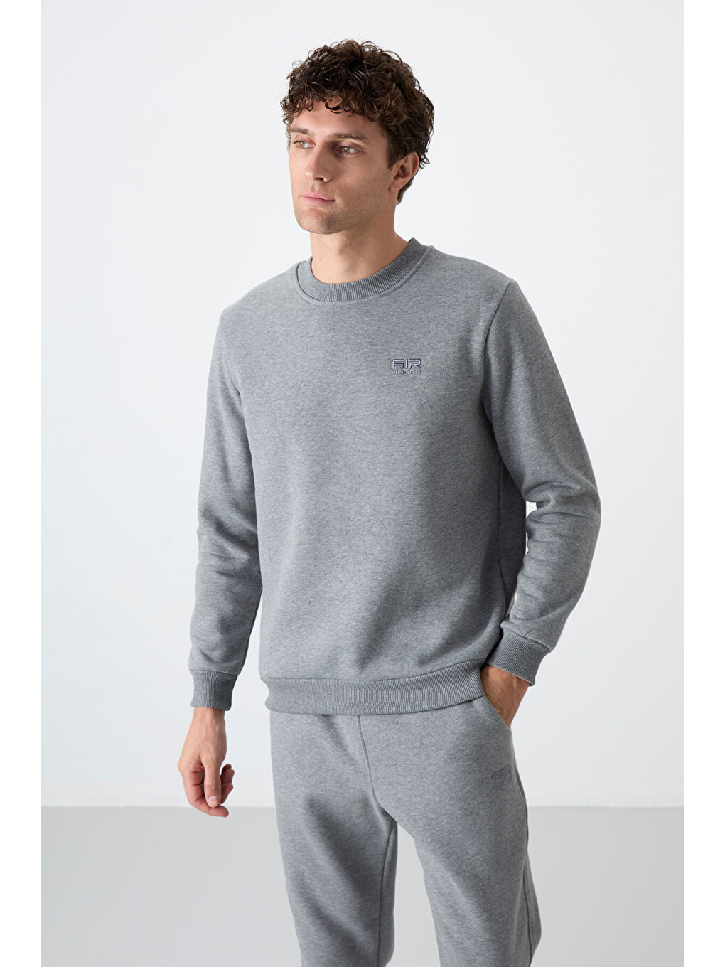 Andy Gri Melanj Rahat Kalıp Şardonlu Jogger Erkek Eşofman Takım - 85190-1
