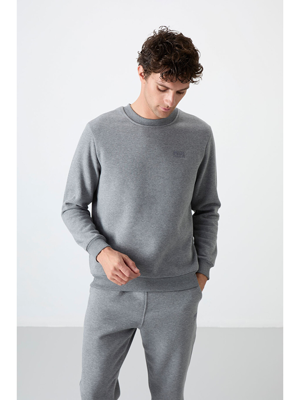 Andy Gri Melanj Rahat Kalıp Şardonlu Jogger Erkek Eşofman Takım - 85190-4