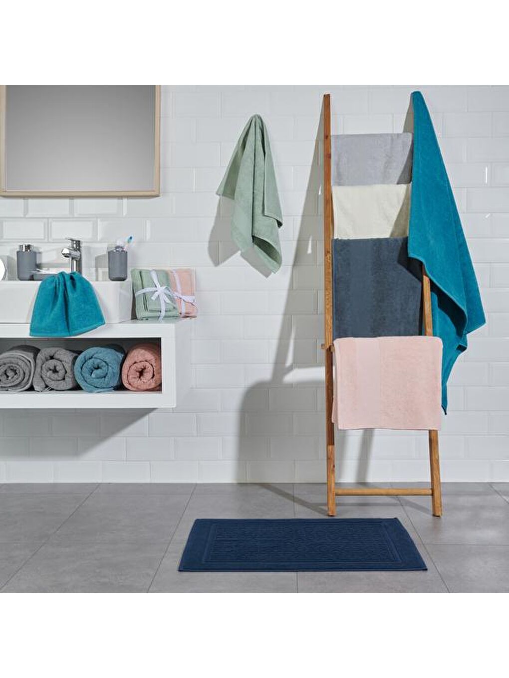 2'li Havlu Seti - Bej - 50x80 cm + 30x50 cm-1