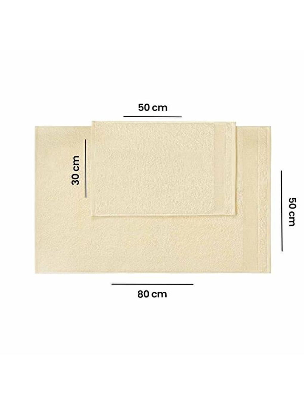 2'li Havlu Seti - Bej - 50x80 cm + 30x50 cm-5