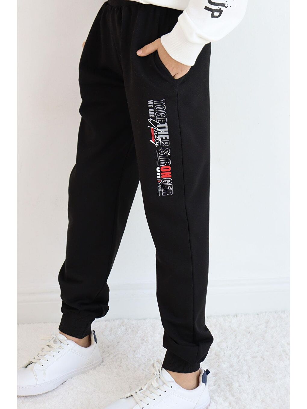 Erkek Çocuk Alt Yazı Baskılı Cepli Siyah (9-11 Yaş)-2