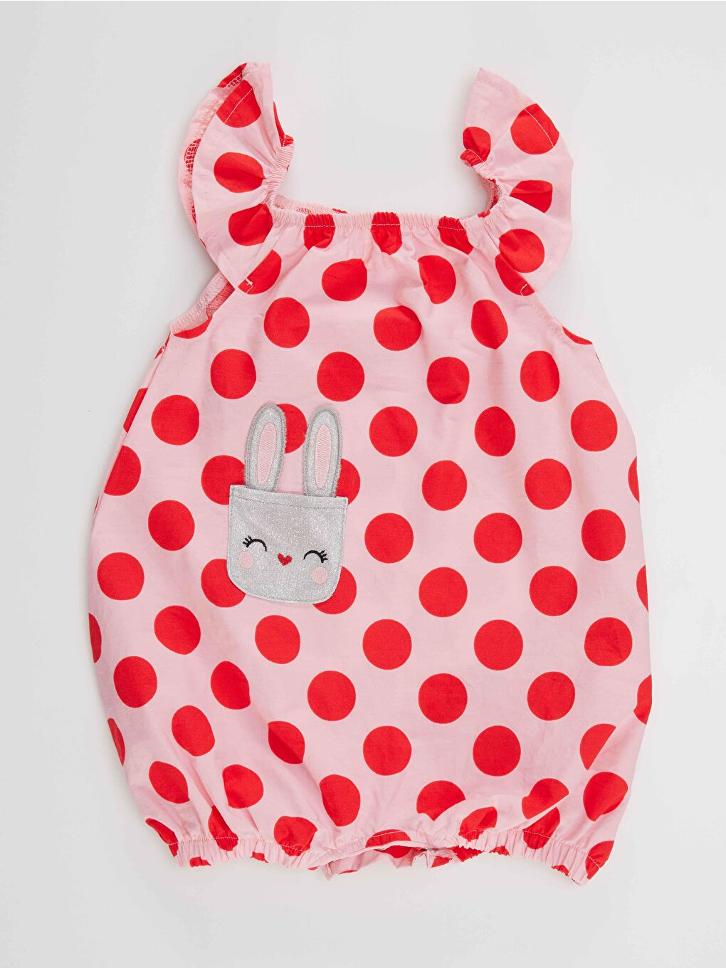 Pembe Tavşan Kız Bebek Poplin Yazlık Tulum-2