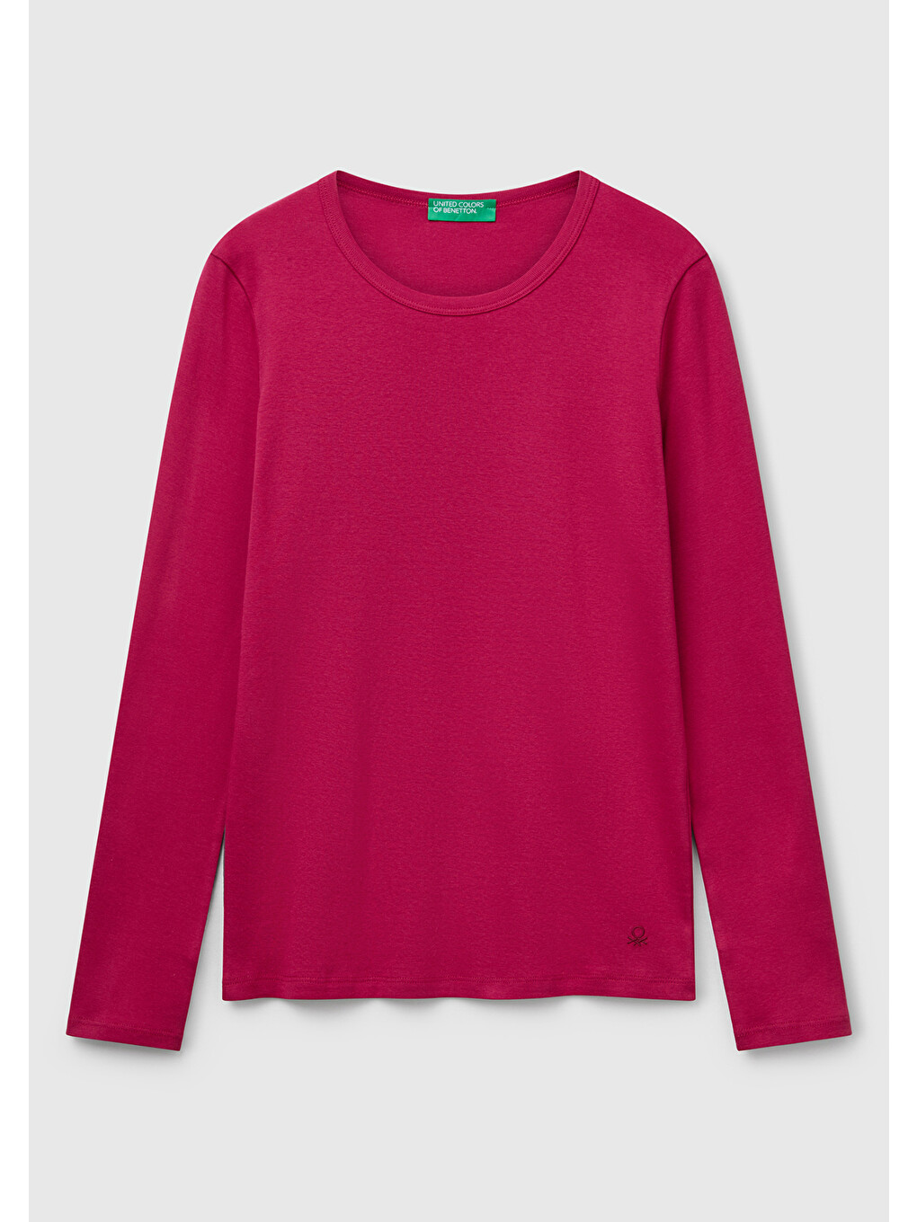Kadın Fuşya Basic Bisiklet Yaka Uzun Kollu T-shirt-1